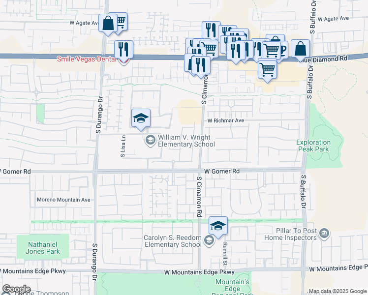 map of restaurants, bars, coffee shops, grocery stores, and more near 9620 Bella Di Mora Street in Las Vegas