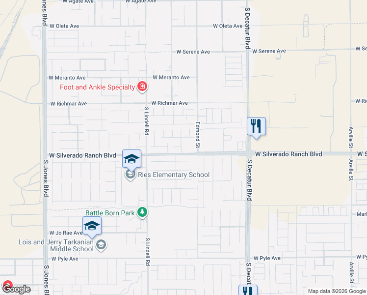 map of restaurants, bars, coffee shops, grocery stores, and more near 9692 Monarch Grove Street in Las Vegas