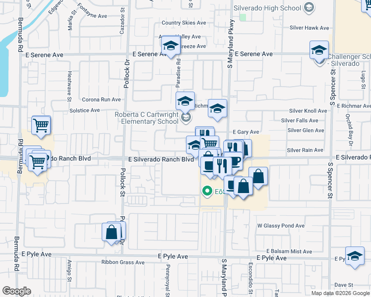 map of restaurants, bars, coffee shops, grocery stores, and more near 1048 Menands Avenue in Las Vegas