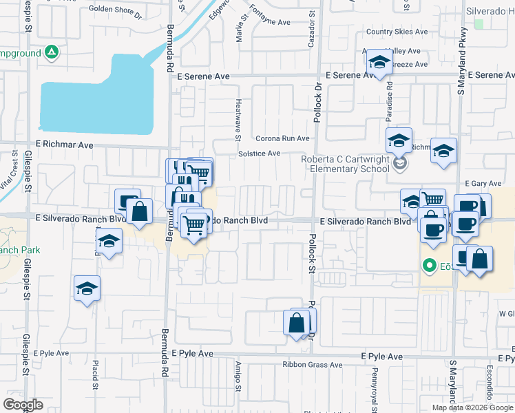 map of restaurants, bars, coffee shops, grocery stores, and more near 9672 Gunsmith Drive in Las Vegas