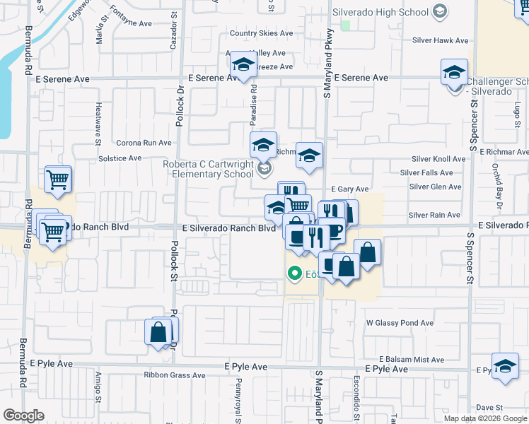 map of restaurants, bars, coffee shops, grocery stores, and more near 1048 Menands Avenue in Las Vegas