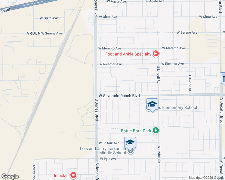 map of restaurants, bars, coffee shops, grocery stores, and more near 5932 Pillar Rock Avenue in Las Vegas