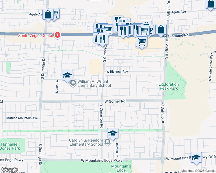 map of restaurants, bars, coffee shops, grocery stores, and more near 9598 Gondolier Street in Las Vegas