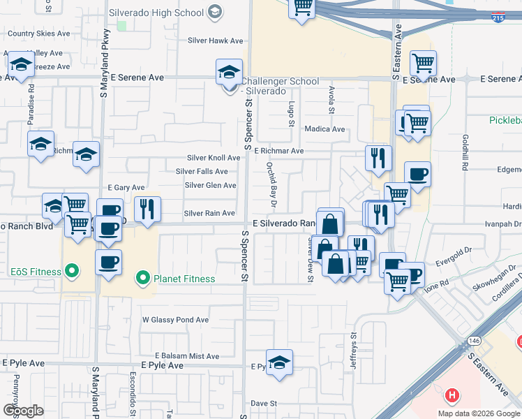 map of restaurants, bars, coffee shops, grocery stores, and more near 1873 Autumn Gold Avenue in Las Vegas