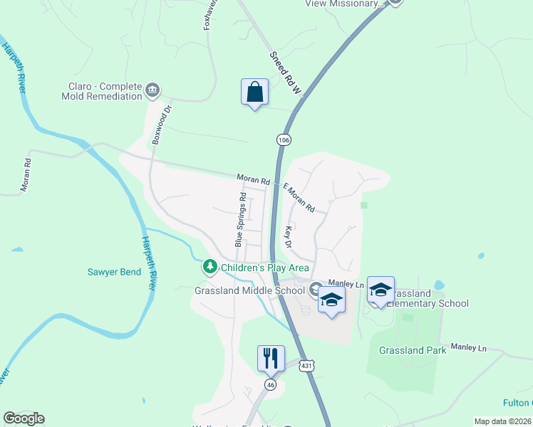 map of restaurants, bars, coffee shops, grocery stores, and more near 132 Boxwood Drive in Brentwood