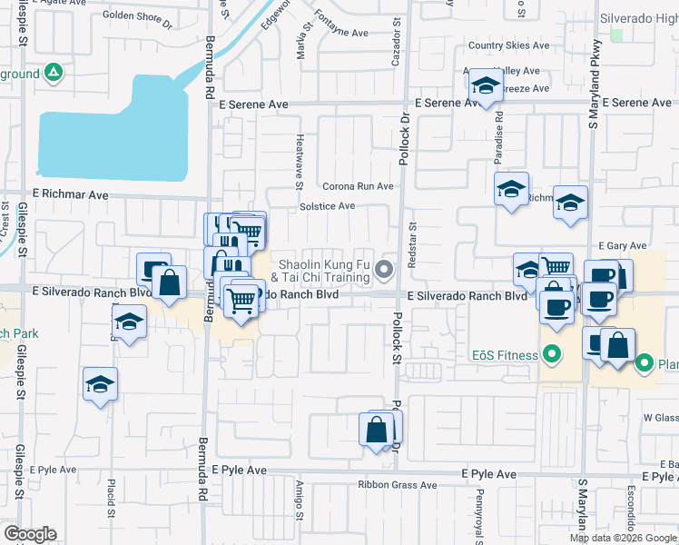 map of restaurants, bars, coffee shops, grocery stores, and more near 9695 Blue Calico Drive in Las Vegas