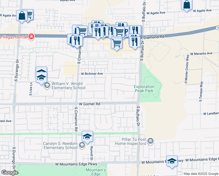 map of restaurants, bars, coffee shops, grocery stores, and more near 9595 Stonily Lane in Las Vegas