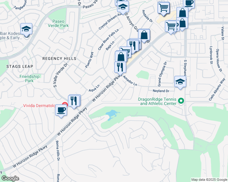 map of restaurants, bars, coffee shops, grocery stores, and more near 1633 Yellow Tulip Place in Henderson