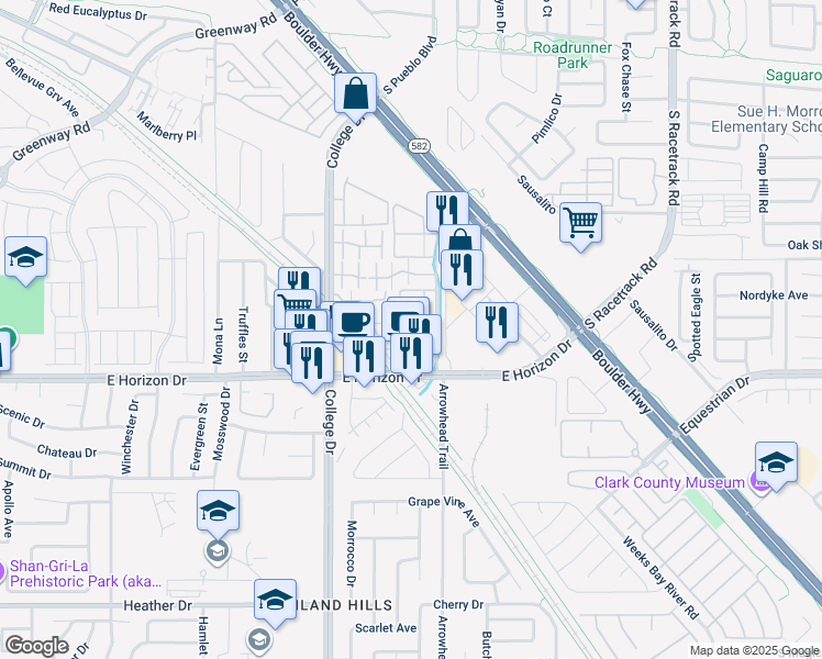 map of restaurants, bars, coffee shops, grocery stores, and more near 769 Anne Lane in Henderson