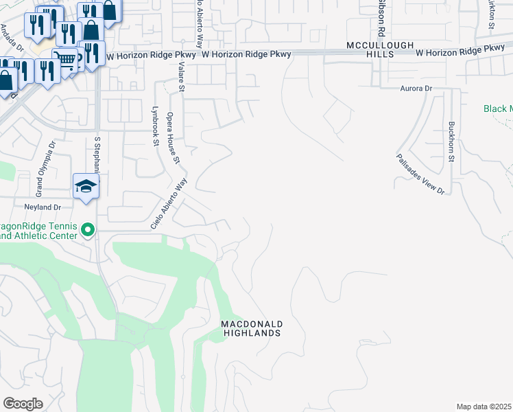 map of restaurants, bars, coffee shops, grocery stores, and more near 360 Net Zero Drive in Henderson