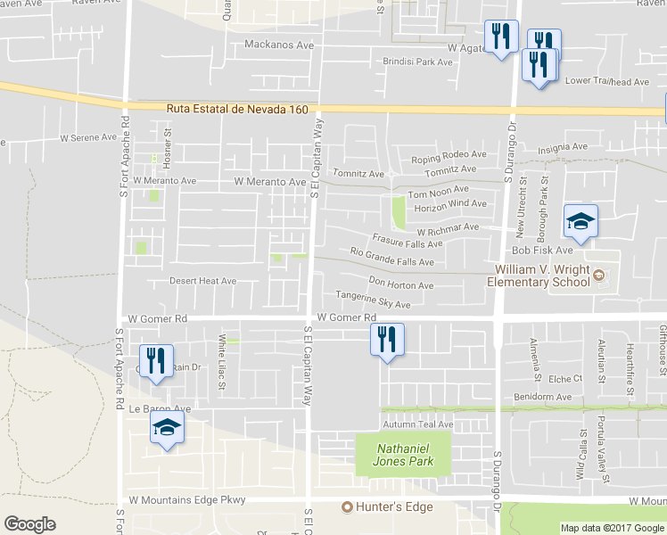 map of restaurants, bars, coffee shops, grocery stores, and more near 8974 English Falls Way in Las Vegas