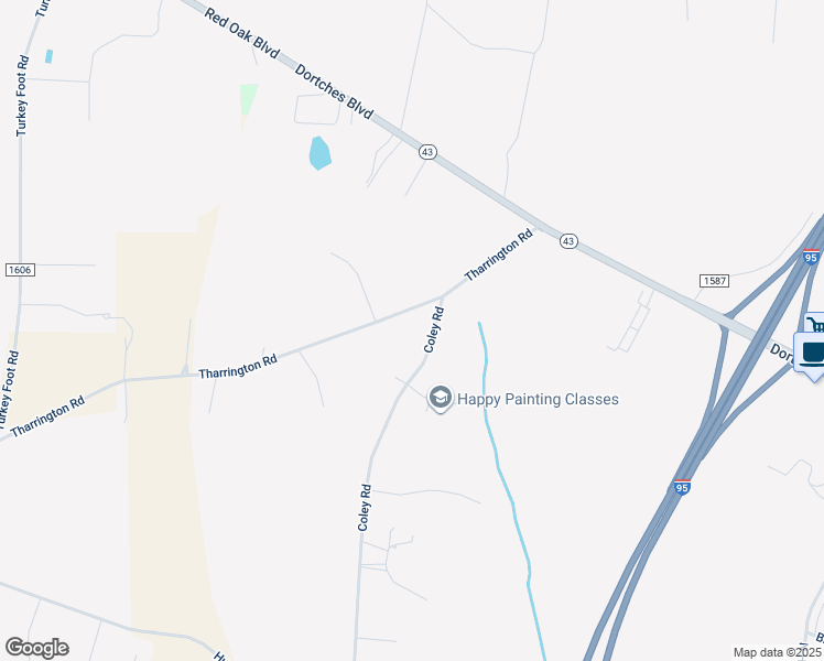 map of restaurants, bars, coffee shops, grocery stores, and more near 4543 Tharrington Road in Rocky Mount