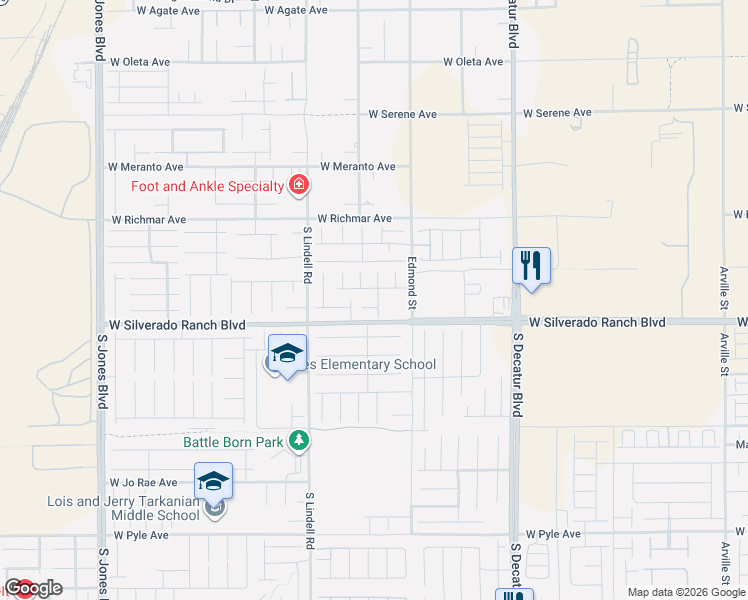 map of restaurants, bars, coffee shops, grocery stores, and more near 9692 Monarch Grove Street in Las Vegas