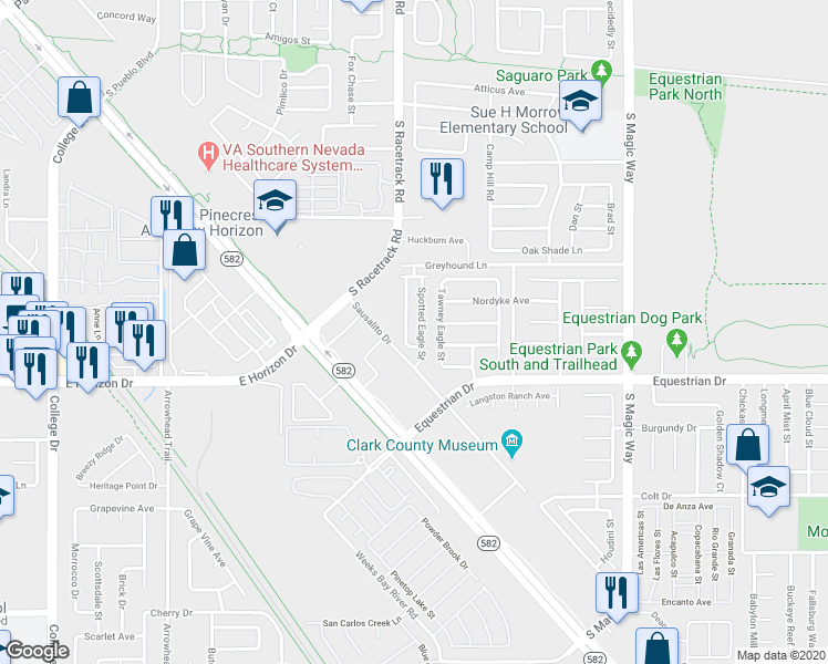 map of restaurants, bars, coffee shops, grocery stores, and more near 770 Peregrine Falcon Street in Henderson