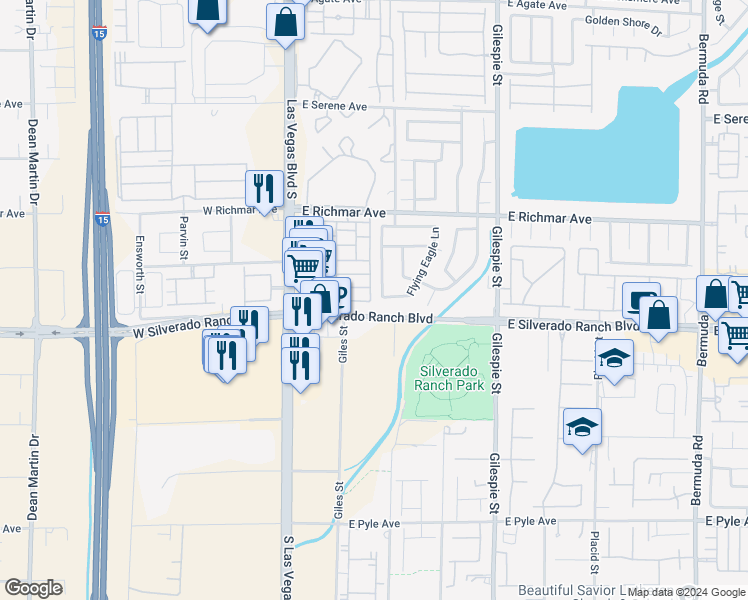 map of restaurants, bars, coffee shops, grocery stores, and more near 9687 Withering Pine Street in Las Vegas
