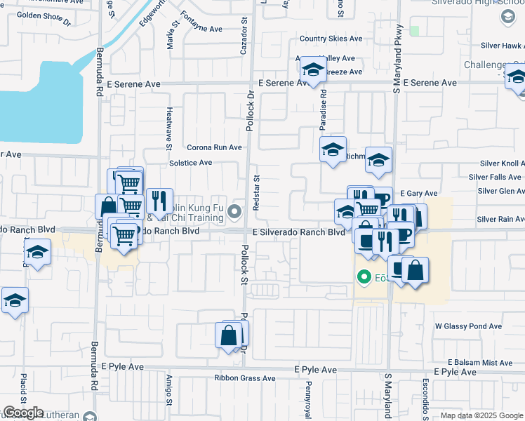 map of restaurants, bars, coffee shops, grocery stores, and more near 841 Glitter Glen Court in Las Vegas