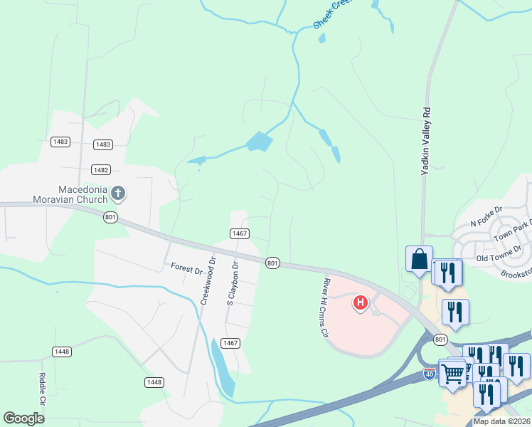 map of restaurants, bars, coffee shops, grocery stores, and more near 171 Claybon Drive in Advance