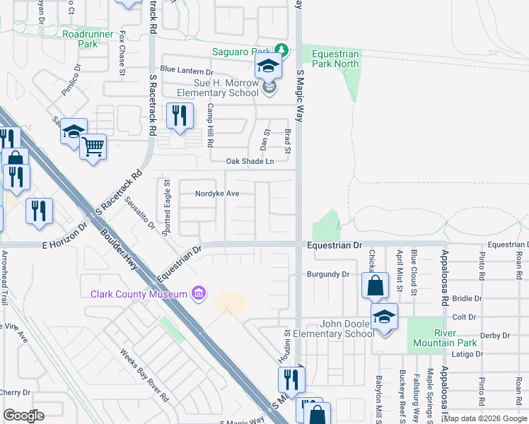 map of restaurants, bars, coffee shops, grocery stores, and more near 716 Saratoga Springs Street in Henderson