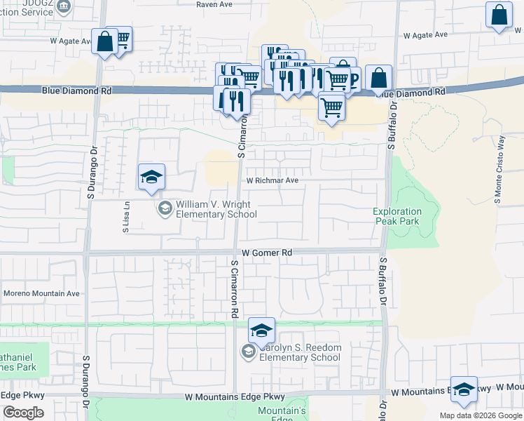 map of restaurants, bars, coffee shops, grocery stores, and more near 8127 Dolce Volpe Avenue in Las Vegas