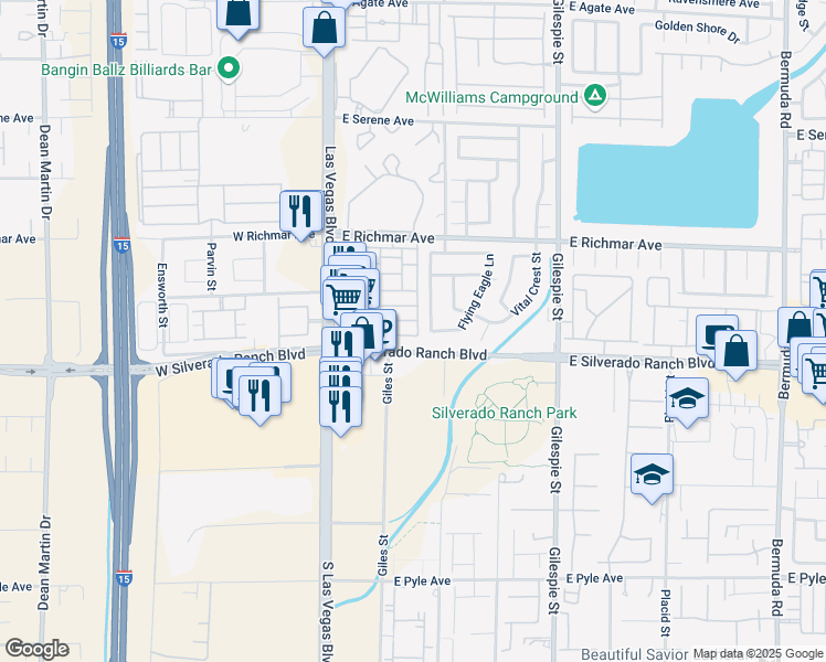 map of restaurants, bars, coffee shops, grocery stores, and more near 9639 Withering Pine Street in Las Vegas