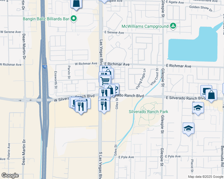map of restaurants, bars, coffee shops, grocery stores, and more near 9680 Belle Regal Street in Las Vegas