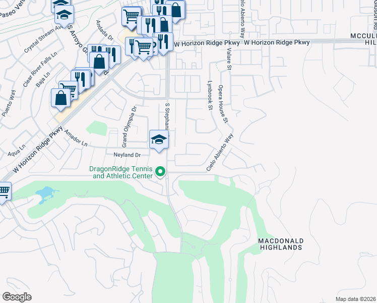 map of restaurants, bars, coffee shops, grocery stores, and more near 1346 Calle Calma in Henderson