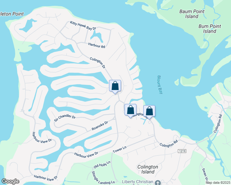map of restaurants, bars, coffee shops, grocery stores, and more near 201 Colington Drive in Kill Devil Hills
