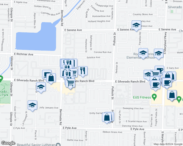 map of restaurants, bars, coffee shops, grocery stores, and more near 9639 Gunsmith Drive in Las Vegas