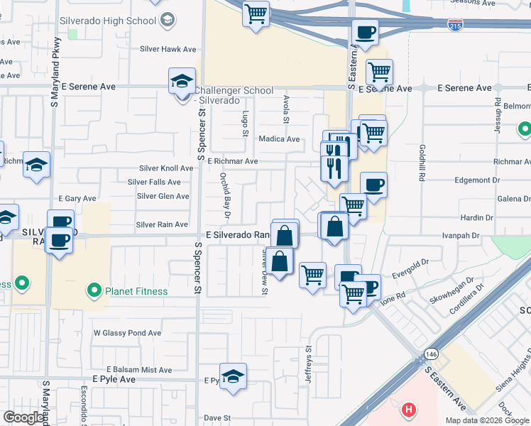 map of restaurants, bars, coffee shops, grocery stores, and more near 2080 Gypsy Bell Avenue in Las Vegas