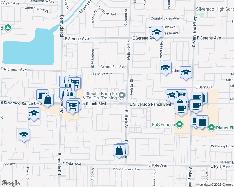 map of restaurants, bars, coffee shops, grocery stores, and more near 9639 Idle Spurs Drive in Las Vegas