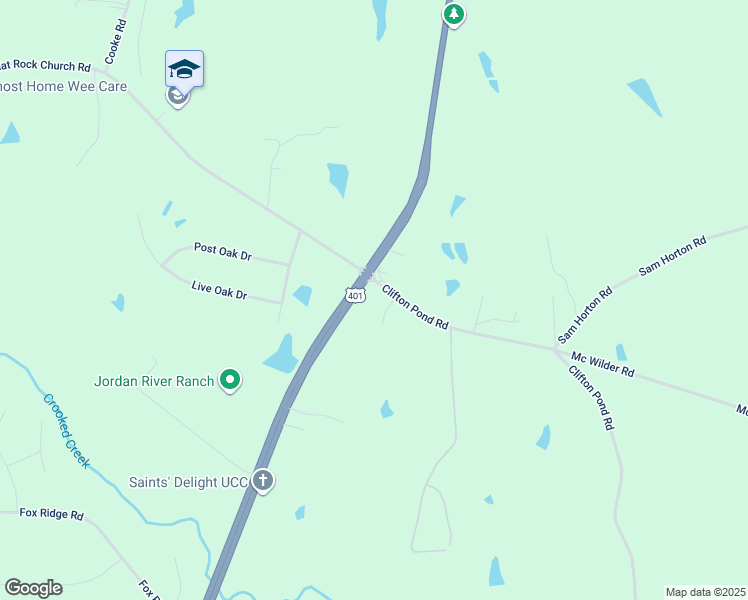 map of restaurants, bars, coffee shops, grocery stores, and more near 16 Clifton Pond Road in Louisburg