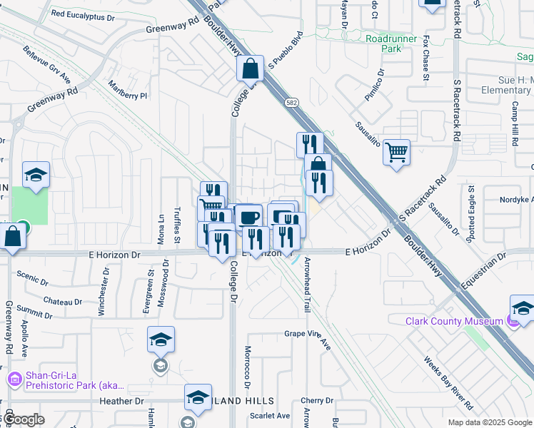 map of restaurants, bars, coffee shops, grocery stores, and more near 711 Anne Lane in Henderson