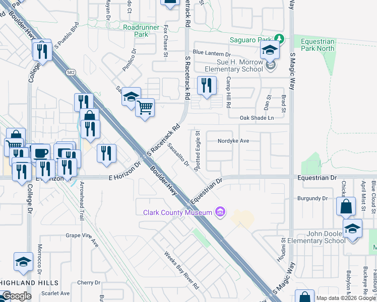 map of restaurants, bars, coffee shops, grocery stores, and more near 742 Peregrine Falcon Street in Henderson