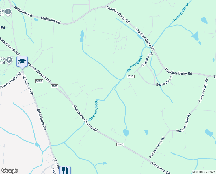 map of restaurants, bars, coffee shops, grocery stores, and more near 4713 Madison Farm Road in Greensboro
