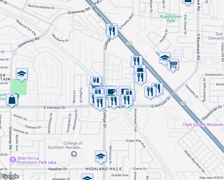 map of restaurants, bars, coffee shops, grocery stores, and more near 694 Anne Lane in Henderson