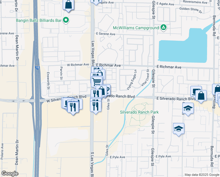 map of restaurants, bars, coffee shops, grocery stores, and more near 59 Belle Ridge Avenue in Las Vegas