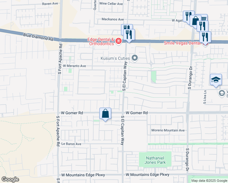 map of restaurants, bars, coffee shops, grocery stores, and more near 9555 Whiptail Street in Las Vegas