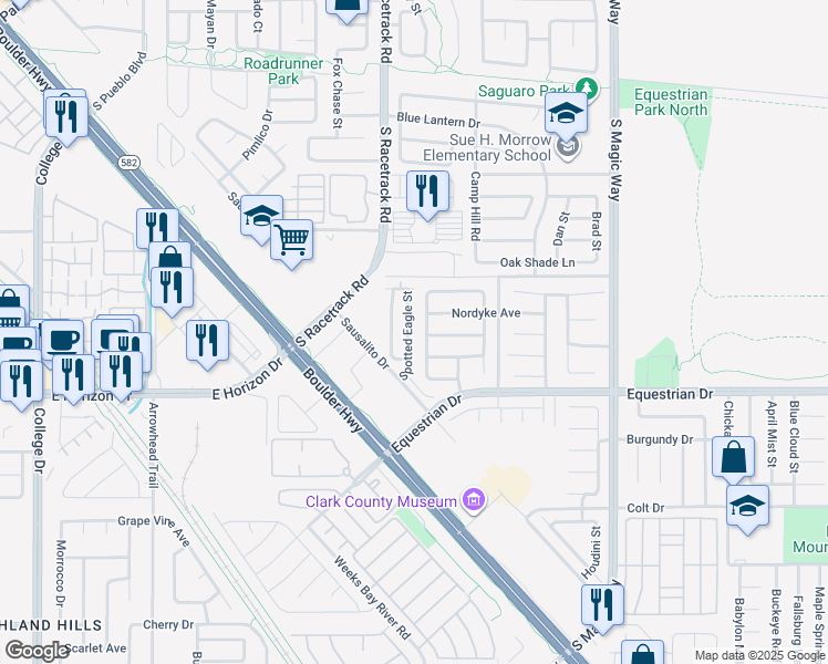 map of restaurants, bars, coffee shops, grocery stores, and more near 1063 Nordyke Avenue in Henderson