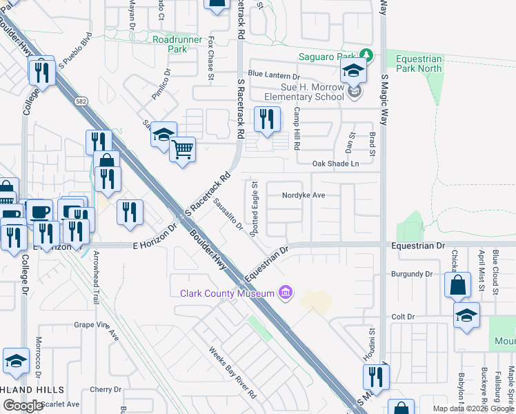 map of restaurants, bars, coffee shops, grocery stores, and more near 1063 Nordyke Avenue in Henderson