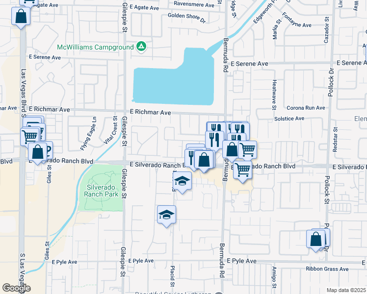 map of restaurants, bars, coffee shops, grocery stores, and more near 325 Silverado Pines Avenue in Las Vegas