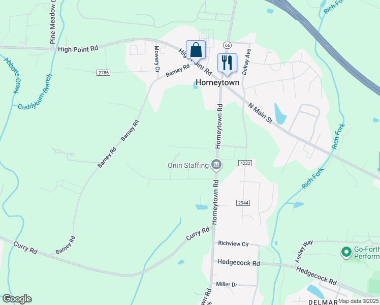 map of restaurants, bars, coffee shops, grocery stores, and more near 7690 Horneytown Court in High Point