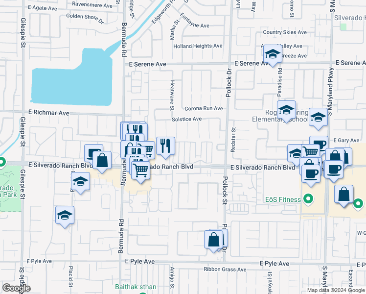 map of restaurants, bars, coffee shops, grocery stores, and more near 9623 Gunsmith Drive in Las Vegas