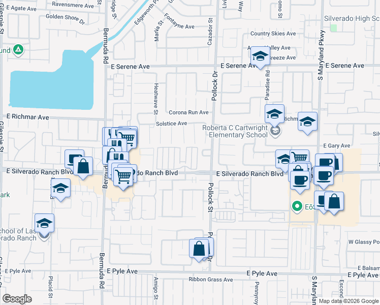 map of restaurants, bars, coffee shops, grocery stores, and more near 9623 Lame Horse Drive in Las Vegas