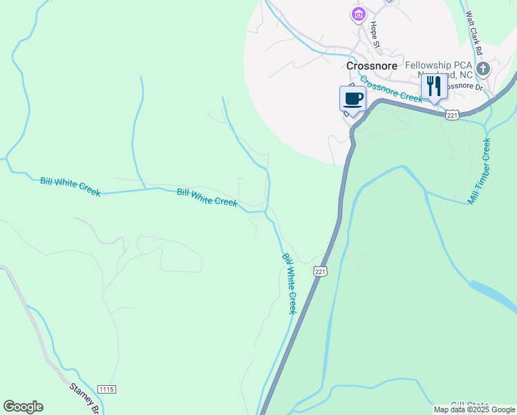 map of restaurants, bars, coffee shops, grocery stores, and more near 369 Sam Brown Lane in Newland