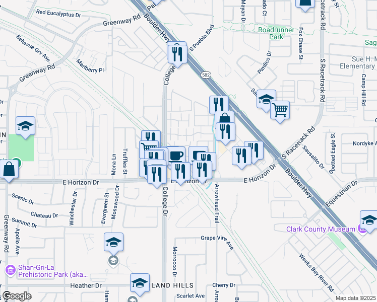 map of restaurants, bars, coffee shops, grocery stores, and more near 711 Anne Lane in Henderson
