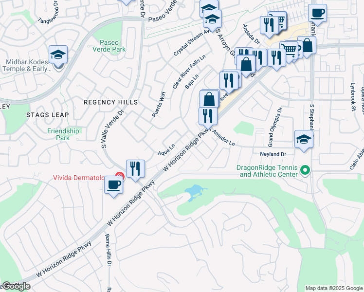 map of restaurants, bars, coffee shops, grocery stores, and more near 1853 Crown King Court in Henderson