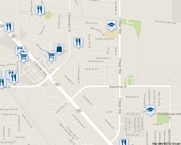 map of restaurants, bars, coffee shops, grocery stores, and more near 1075 Nordyke Avenue in Henderson