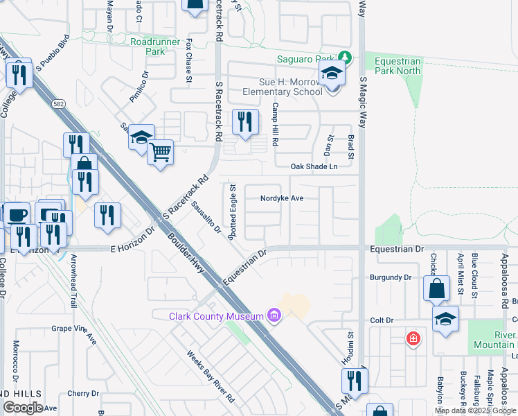map of restaurants, bars, coffee shops, grocery stores, and more near 1063 Nordyke Avenue in Henderson