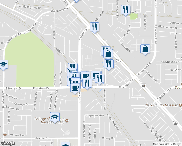 map of restaurants, bars, coffee shops, grocery stores, and more near 711 Anne Lane in Henderson