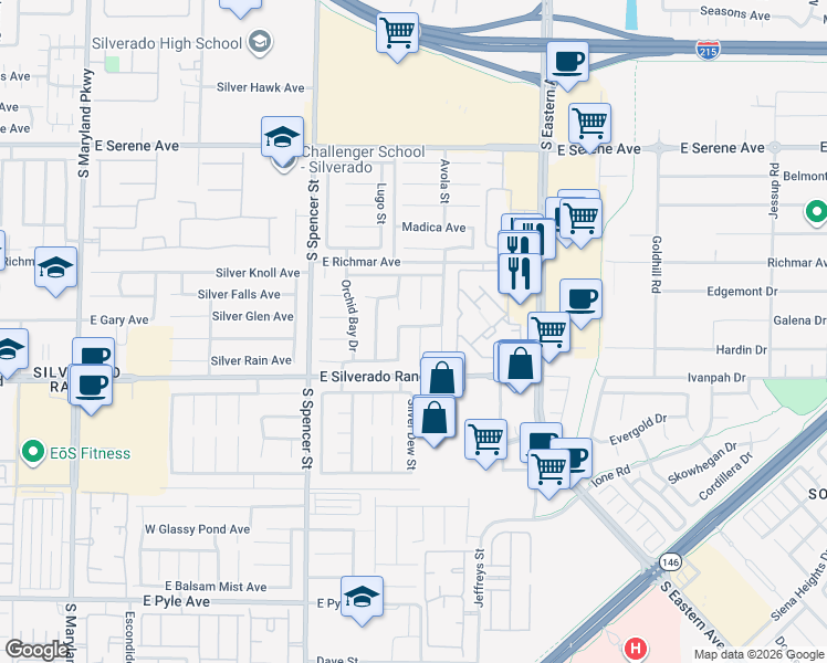 map of restaurants, bars, coffee shops, grocery stores, and more near 9625 Summer Lilac Court in Las Vegas